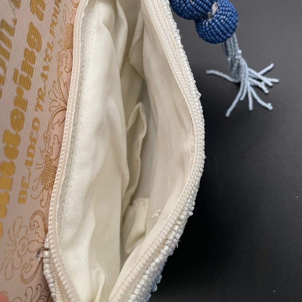 Wandering Moon Beaded Sardine Pouch Coin Purse Blue White Handmade In INDIA - Picture 5 of 5